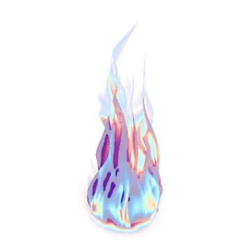 a blue flame on a white background