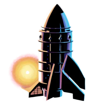 an illustration of a rocket with the sun in the background