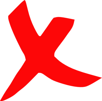 a red x symbol on a white background