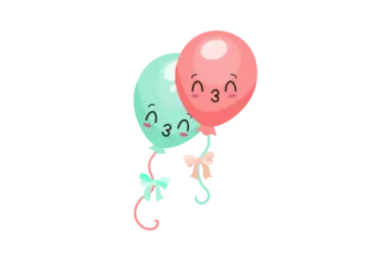 a couple of balloons with faces drawn on them