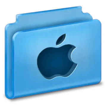 a blue folder with an apple logo