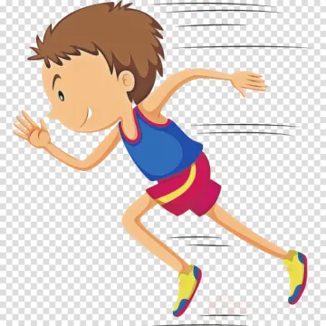 a boy running on a track clipart