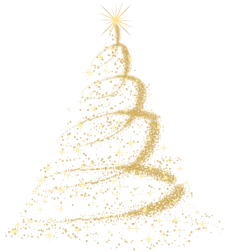 a gold christmas tree on a white background