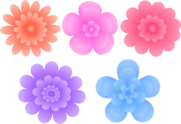 a set of four colorful flowers