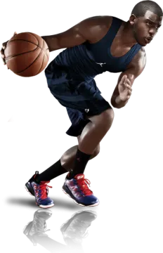 a man holding a basketball ball in his hand