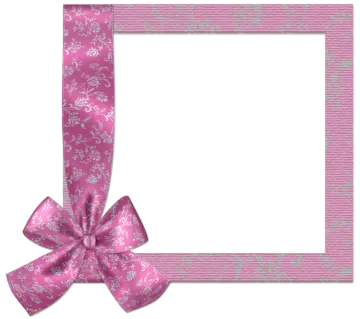 a pink and silver frame with a bow
