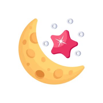 a cartoon moon with a star and bubbles