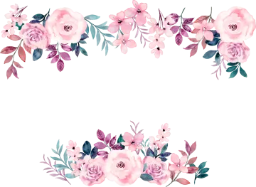 a watercolor floral border with pink flowers and leaves