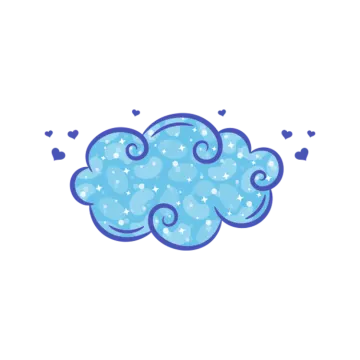 a cloud with hearts and stars on it