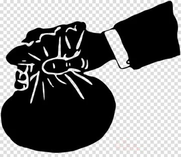 a black and white silhouette of a hand holding a bag