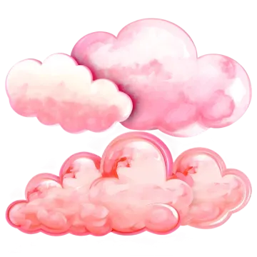 a bunch of pink clouds on a white background