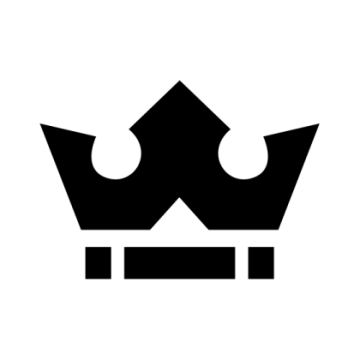 a black and white crown icon