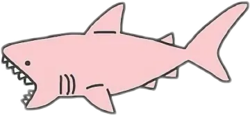 a pink shark sticker on a white background