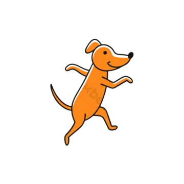 an orange dog running on a white background