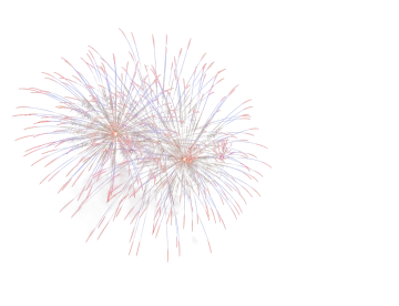 a red, white and blue fireworks on a white background