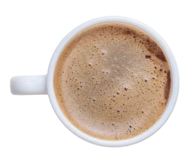 a cup of coffee on a white background