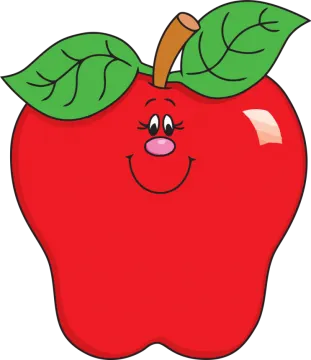 an apple with a smiling face