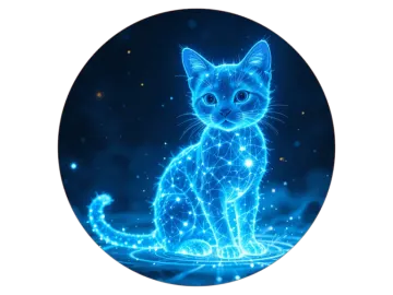 a blue cat sitting in the middle of a circle