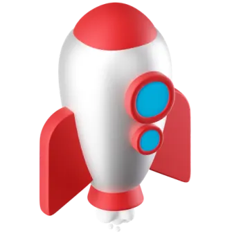 an image of a red and white rocket