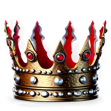 a golden crown with red and silver decorations