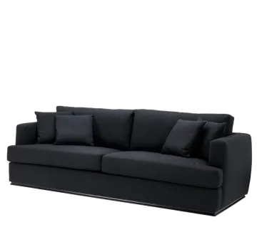 a black couch on a white background