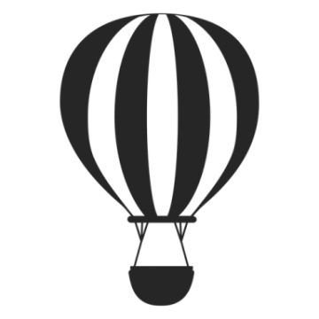 a black and white hot air balloon icon