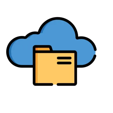 a cloud with a folder in the middle
