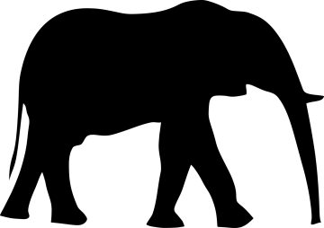 an elephant silhouetted on a white background