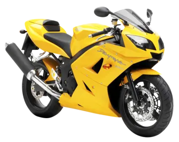 a yellow motorcycle on a white background