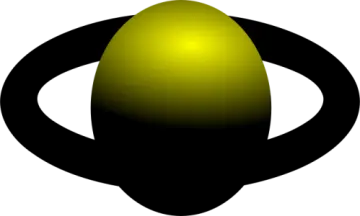 a black and yellow sphere with a white background