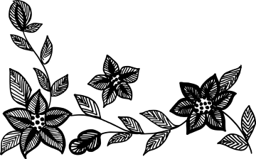 a black and white drawing of flowers