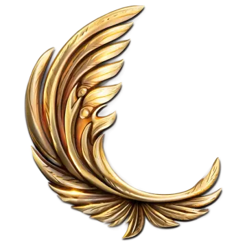 a gold feather on a white background