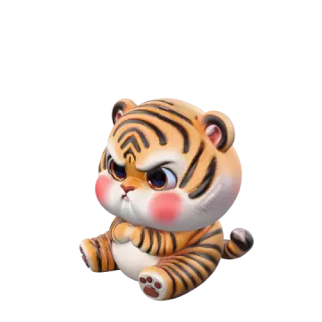 a small toy tiger sitting on the ground