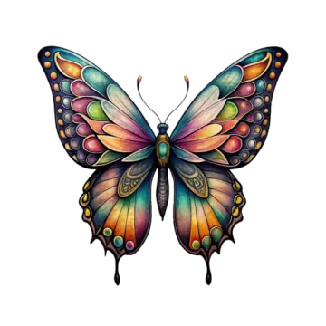 a colorful butterfly on a white background