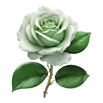 a white rose with green leaves