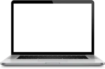 a laptop computer with a blank screen