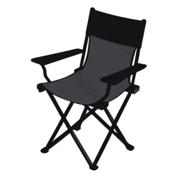 a black folding chair on a white background
