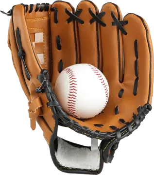 a baseball glove with a ball in it