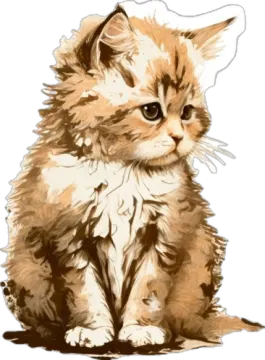 a drawing of a kitten sitting down