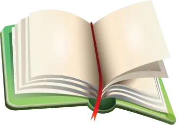 an open book with a red ribbon