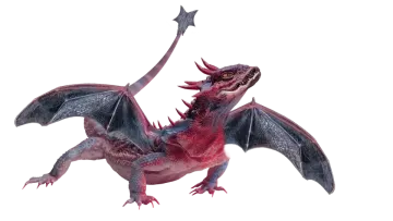 a red and black dragon flying through the air