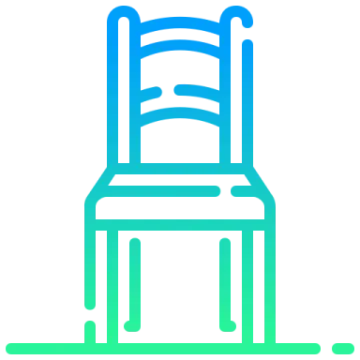 a blue chair with a white background