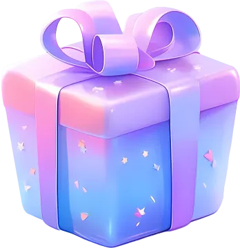 a blue and pink gift box with a bow