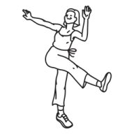 a drawing of a woman in the air