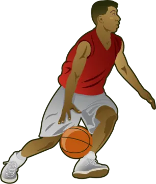 a basketball player dribing with the ball
