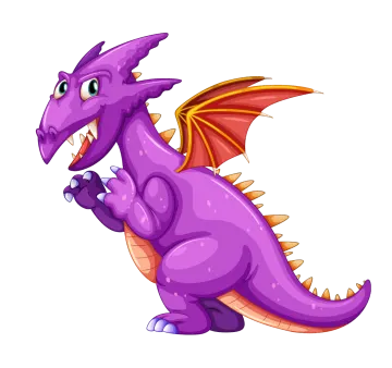 a purple dragon with orange wings