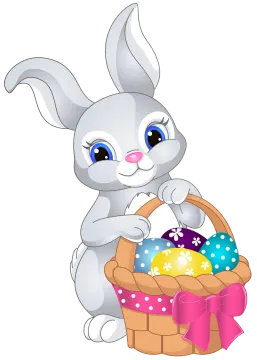 an easter bunny with a basket full of eggs
