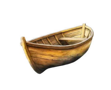 an old wooden boat on a white background