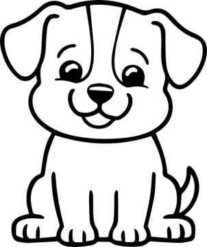 a cute puppy sitting down coloring page