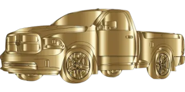 a gold truck on a white background